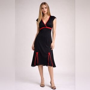 Vintage Ruby Rox Dress 90’s Y2K Dress Small Babydoll Satin Trim Bow Whimsigoth